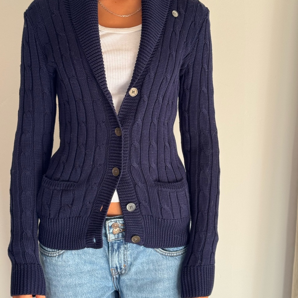 Polo Ralph Lauren Navy Cable Knit Cardigan